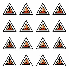A seamless pattern of layered triangles in cream, brown, and white, containing smaller concentric triangles within, creating a geometric motif.
