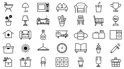Minimalist House Icons Vector Grid 