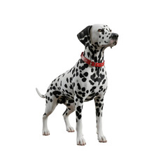 Dalmatian with a red collar staring