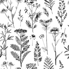 Black Ink Watercolor Texture Seamless Pattern