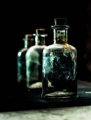 Antique medical bottles,  vintage bottle mockups 