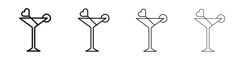 Cocktail icon in modern stroke line style. Vector 10 eps