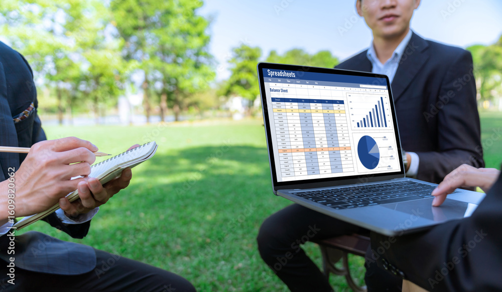 Poster spreadsheet document information financial startup concept. data and graphs in spreadsheet documents