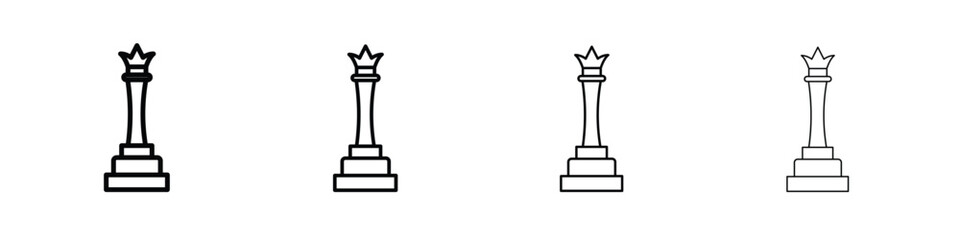 Chess queen icon in modern stroke line style. Vector 10 eps