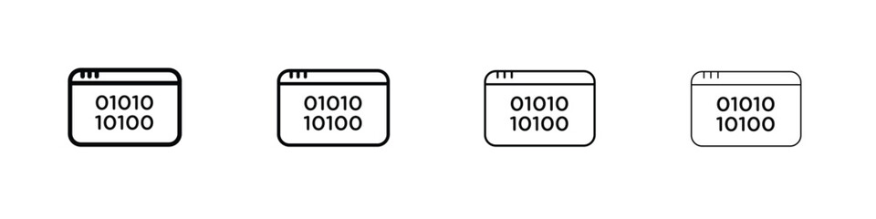 Binary code icon in modern stroke line style. Vector 10 eps