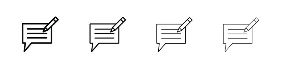 Write comment icon in modern stroke line style. Vector 10 eps