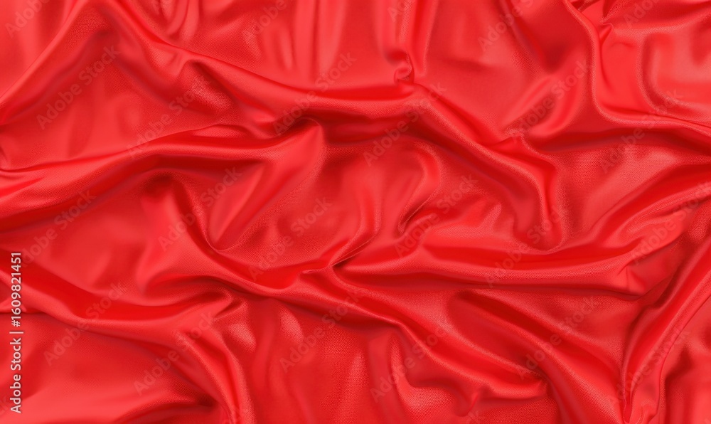 Poster vibrant red fabric with soft folds for dynamic backgrounds and design elements