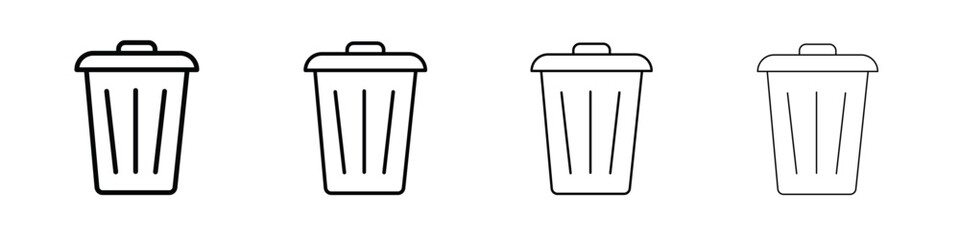 Trash icon in modern stroke line style. Vector 10 eps