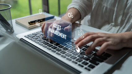 Asset management system showing investment planning, financial goal tracking, ROI analysis, and...