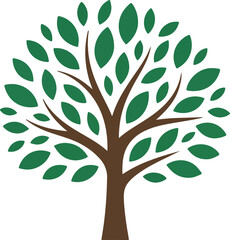 Obraz premium A minimalist digital illustration of a solitary ancient oak tree against a clean white background