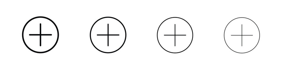 Plus icon in modern stroke line style. Vector 10 eps