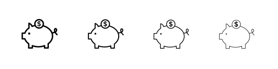 Piggy bank icon in modern stroke line style. Vector 10 eps