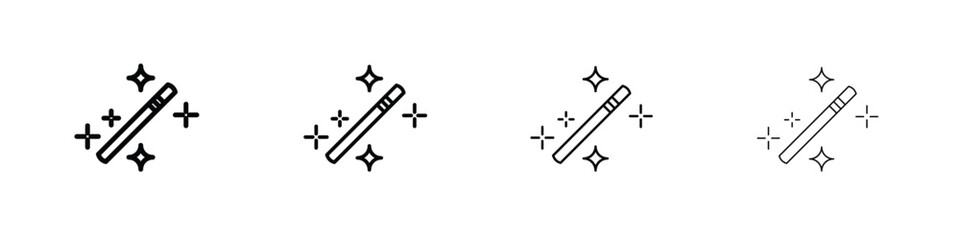 Magic wand icon in modern stroke line style. Vector 10 eps