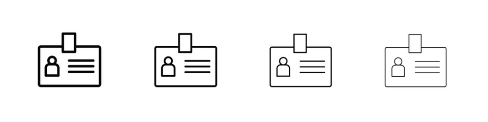 ID badge icon in modern stroke line style. Vector 10 eps