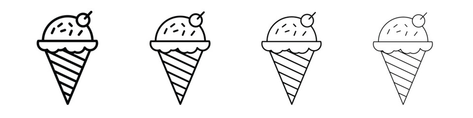 Ice cream icon in modern stroke line style. Vector 10 eps