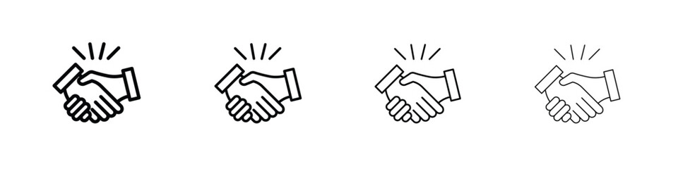 Handshake icon in modern stroke line style. Vector 10 eps