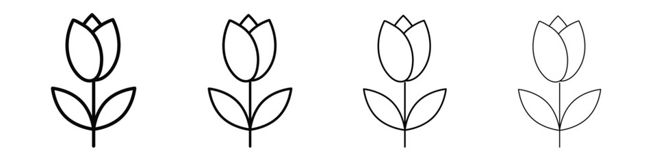 Flower tulip icon in modern stroke line style. Vector 10 eps