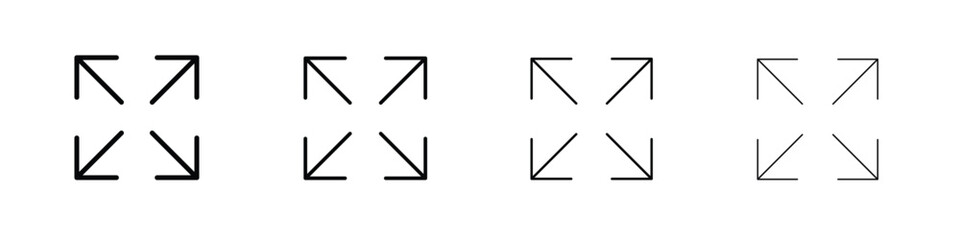 Fototapeta premium Expand arrows icon in modern stroke line style. Vector 10 eps