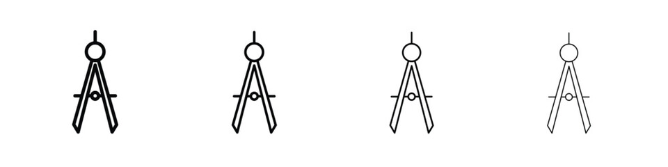 Drafting compass icon in modern stroke line style. Vector 10 eps