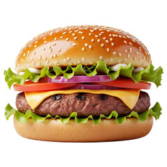 Delicious juicy burger against dark background