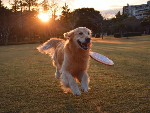 Golden Retriever Jumping Outdoors