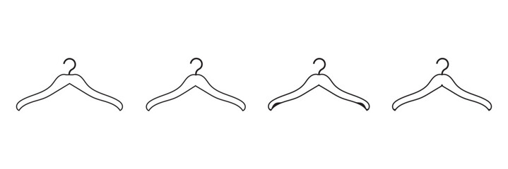 clothes hangers set of silhouettes. collection of Hanger stylish icon. black Clothes hanger set vector illustration on white background.