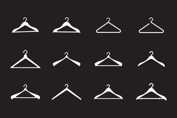 Clothes Hanger Icon set. Hanger Icon collection in black background. eps10