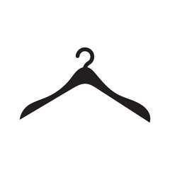 Black Hanger Icon Silhouette on White Background. Clothes Hanger Silhouette Vector Illustration.