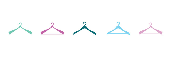 colorful Hanger Icons. Clothes Hanger Icon. Laundry, Wardrobe. Fitting Room Symbol for Info Graphics, Design Elements, Websites, Presentation and Application - Vector. Hang for coat, shirt or suit.