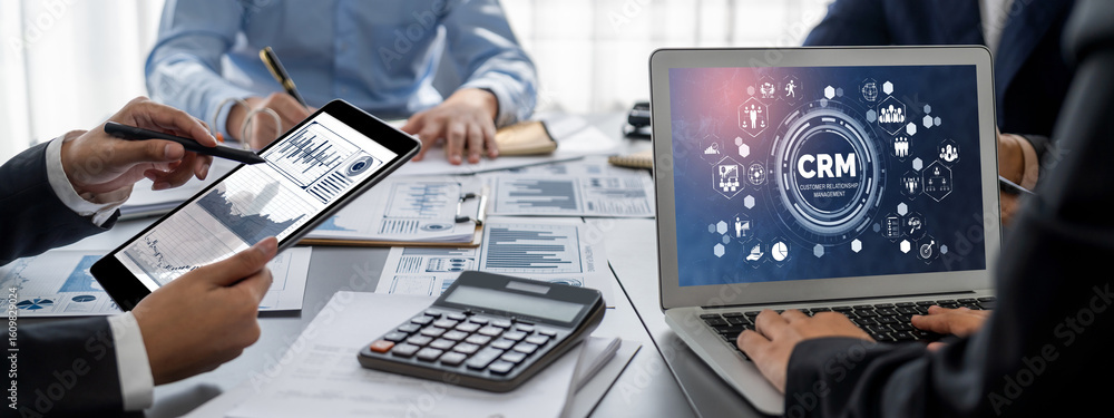 Poster business intelligence and data analysis concept. analyst team working on financial data analysis das