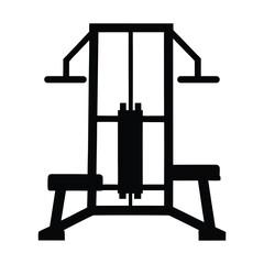 Gym Equipment Lat Pulldown Machine Black Silhouette Vector Fitness Workout Strength Training