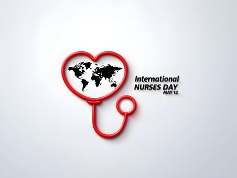 International nurses day may stethoscope heart world map medical healthcare support