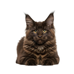 Brown Maine Coon Cat Isolated Portrait