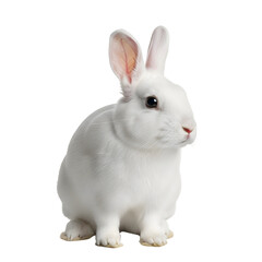Obraz premium White rabbit sitting on black background