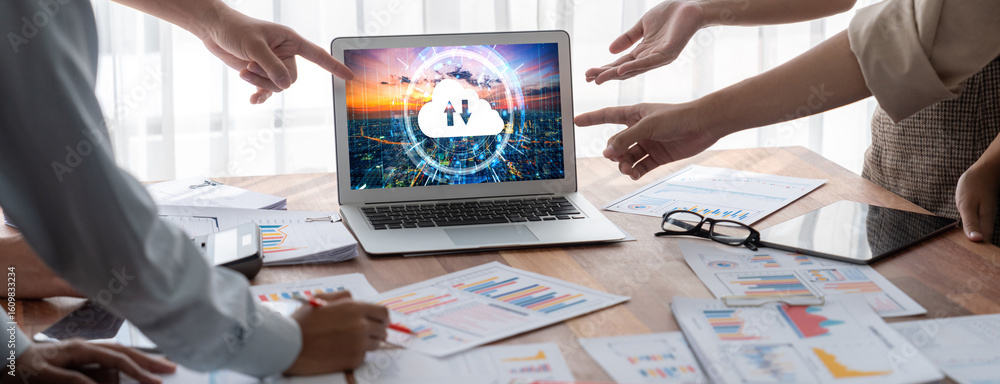 Poster cloud computing software for brisk remote work and personal data storage