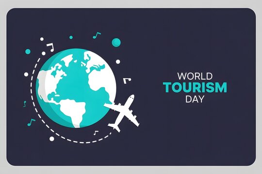 Celebrate world tourism day with travel airplane and globe for international travel - Powered by Adobe