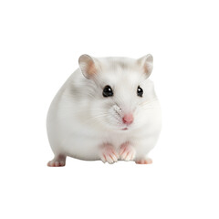 Adorable little white hamster against black backdrop