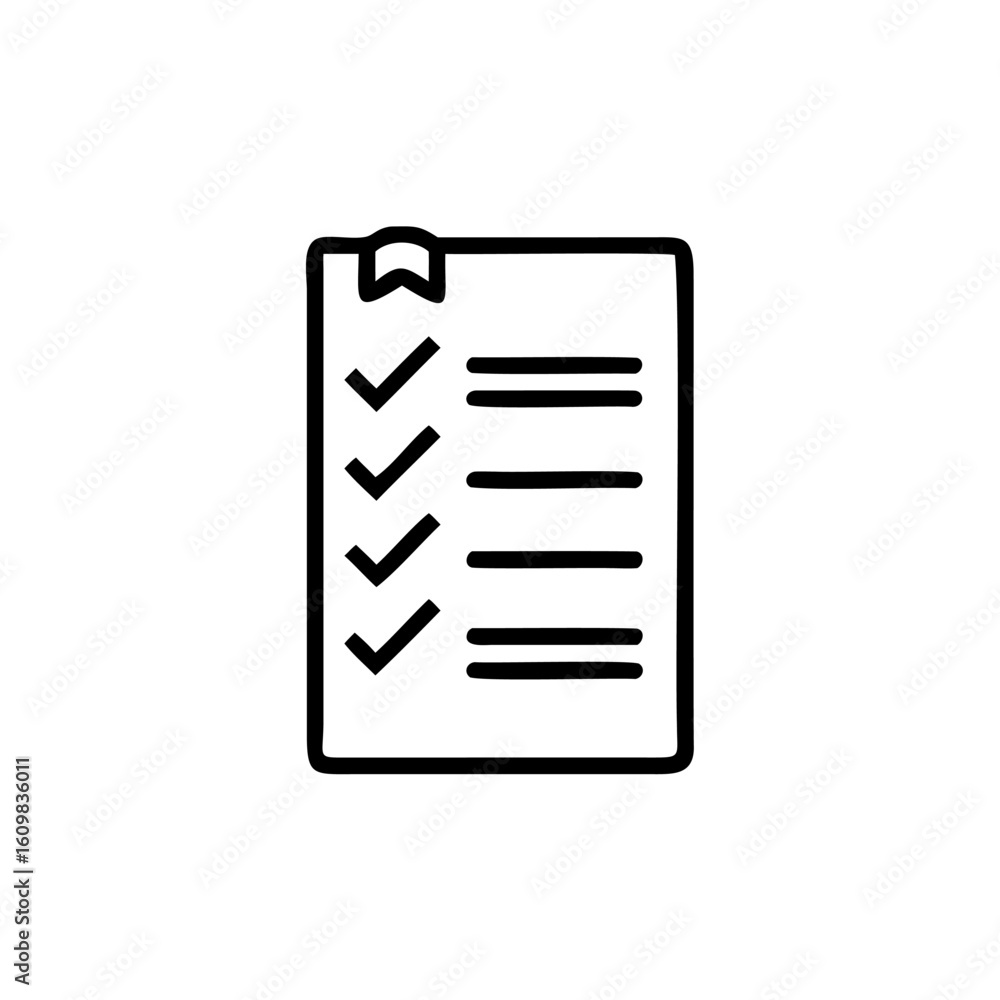 Poster icon a checklist with checkmarks a bookmark task done