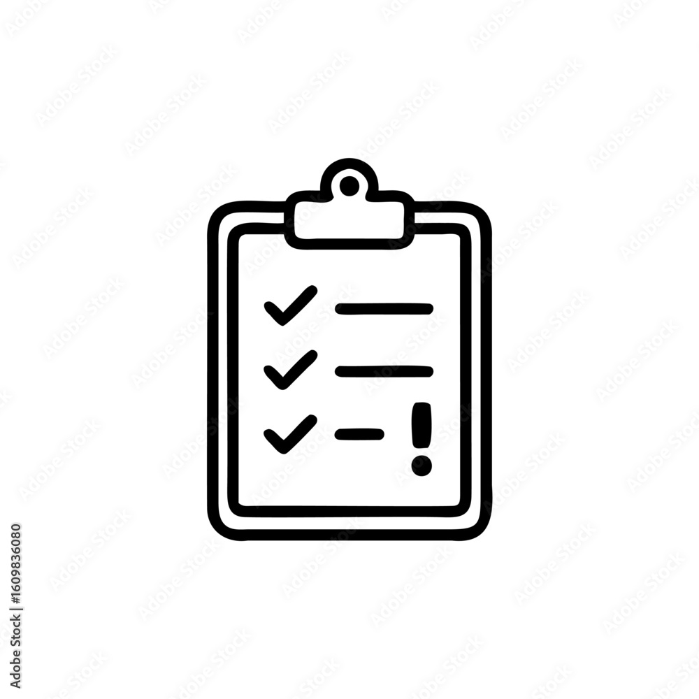 Poster icon a checklist with checkmarks an exclamation mark task to-do