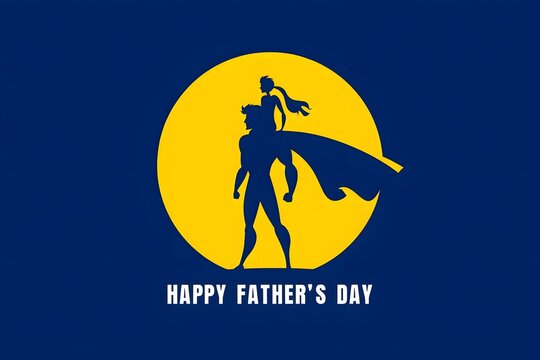 Happy father's day superhero dad with daughter illustration vector graphic design
