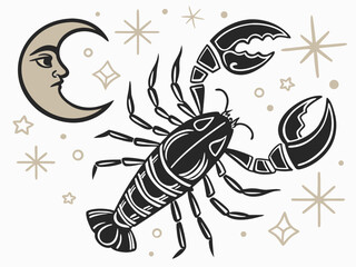 Elegant Gold Zodiac Vector Set with Cosmic Elements on Black Background
