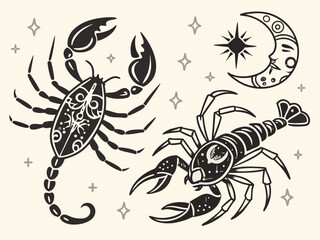 Elegant Gold Zodiac Vector Set with Cosmic Elements on Black Background