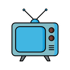 retro tv with antenna vector cartoon