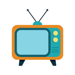 retro tv with antenna vector cartoon