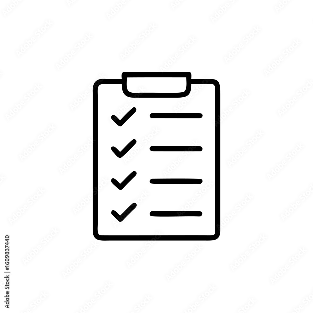 Poster outline checklist icon with four completed tasks on vector