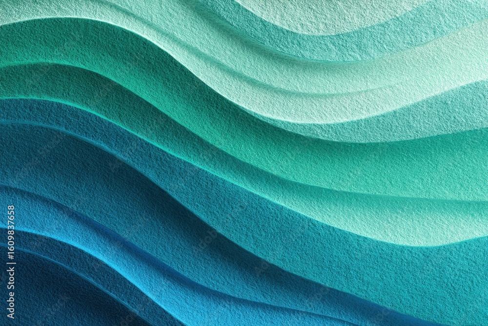 Poster turquoise and black fabric flowing smoothly creating textured wavy lines in an abstract design