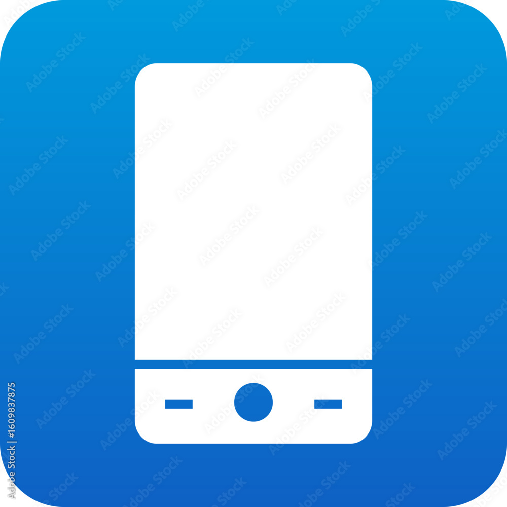 Poster simple white smartphone icon with rounded corners on a blue gradient background representing technol