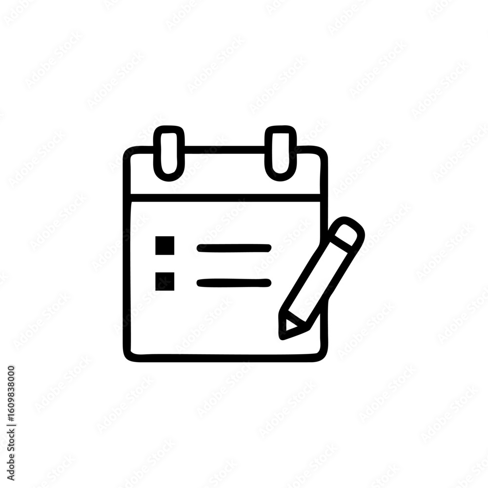 Poster outline icon a calendar page with a pencil list vector
