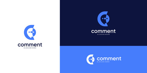 Abstract bubble chat and letter C logo design ideas. Unique vector communication based icon template.