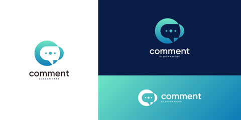 Bubble chat and letter C logo design ideas. Unique vector communication based icon template.
